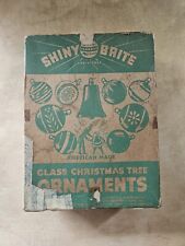 12 Vintage SHINY BRITE 2” Mercury Glass Ornaments BOX Blue Silver Red picture