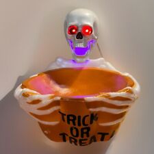 Vintage Spooky Village Talking/Light Up Skull Candy Dish. Multiple Sayings Works picture