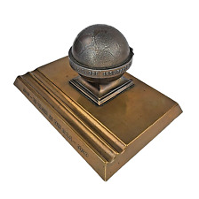 VNTG Bronze Art Deco Advertising Inkwell, Globe Insurance 1923, 75yrs in the USA picture