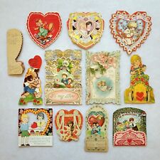 Vintage Valentines Cards LOT of 12 Used 20s-50s Die Cut Germany USA Ephemera 7B picture