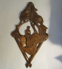 Vintage Polynesian Hawaiian Hand Carved Wood Wall Hanging Decor MCM picture