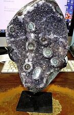 LG.  AMETHYST CRYSTAL CLUSTER GEODE  URUGUAY CATHEDRAL STALACTITE BASES STAND;  picture