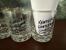 8 Vintage Kentucky Gentleman Shot Glasses - Gold Rimmed picture