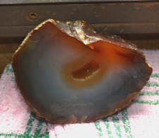 Brazilian Banded Agate Geode Half  10 Ounce Display Half Nodule Natural Druzy picture