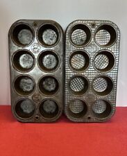 2 Vintage Metal Muffin Tins Ovenex Waffle 080 And Ekco 080 Chicago picture
