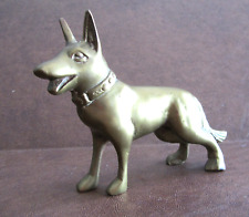 Vintage 1.2 pound Brass Alsatian German Shepherd Dog Statue Figurine 7