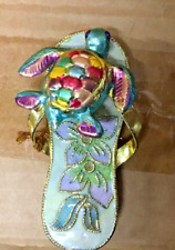 Alsan Victorian Enameling Cloisonné ornament flip flop 3 3/8” x 1 1/4” turtle picture