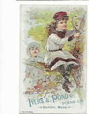 1880's Ivers & Pond Piano Co. Trade Card - Girl Climbing in a Tree picture