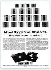 1981 Maxell Floppy Disks Print Ad, Class of '81 Not a Single Dropout Among Them picture