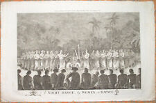 1784 Captain Cook engraving ~ Night Dance by Women in Hapaee ~ Ha'apai TONGA picture