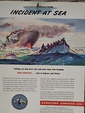 1942 Asbestos Limited Inc. Fortune WW2 Print Ad Q3 U.S. Navy Ships Row Boats War picture