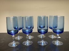Set Of 8 Fostoria Glamour Blue Tulip Wine Glasses 6 1/8” Etched Fostoria picture