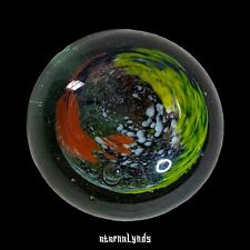 Vintage/Antique Czech Bohemian Art Glass Paperweight Painted Swirl Abstract picture