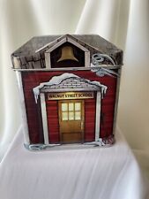 Vintage Walnut Street School Advertising Metal Tin Can Storage Container Empty picture