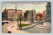 Indianapolis IN-Indiana Monument Place Looking Northeast Vintage c1910 Postcard picture