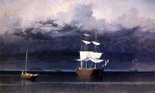 Oil painting Fitz Hugh Lane - Approaching Storm big sail boats on ocean canvas picture