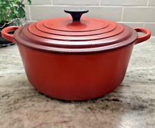 LE CREUSET Enameled Cast Iron Dutch Oven Round 26 Red-see chipped interior picture