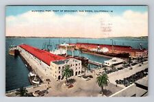 San Diego CA-California, Municipal Pier, c1942 Antique Vintage Souvenir Postcard picture