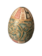 Large Carved Decorative Egg Multi Color Table Decor EUC No Marking Cir 15x6Hx5W picture