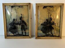2 Antique silhouette painted on convex glass 6