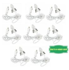 Lot of 8 cords  White Clip Lamp Light 6' Electric Cord with Socket on/off Switch picture