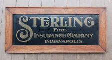 Antique Sterling Fire Insurance Company Indianapolis metal sign w/ frame picture