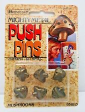 RARE Vintage 1981 Homecraft Mighty Metal Push pins 6pk Mushrooms tacks picture