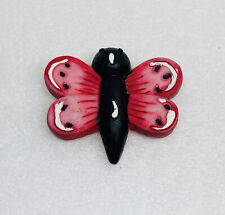 Vintage 1980s Butterfly Fridge Magnet Painted Black Red 1.75” Art Decor 6 picture