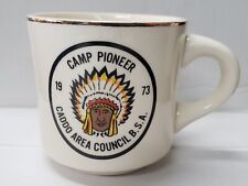 Vintage 1973 BSA Boy Scouts Coffee Cup Mug Camp Pioneer Caddo Area Council picture