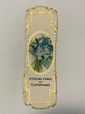 Antique 1910's GRINNELL BROS. Detroit, MI STERLING PIANOS Trade Card Bookmark Ad picture