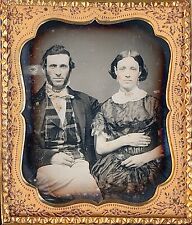 Attractive Young Couple Sideburns Plaid Vest Tinted 1/6 Plate Daguerreotype S854 picture