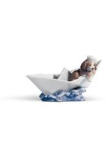 Lladro 6642 'Little Stowaway' Dog in Sailor Hat Paper Boat Figurine picture