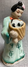 Vintage Figurine of Asian Lady With Baby Panda Bear made Occupied  Japan 6” picture
