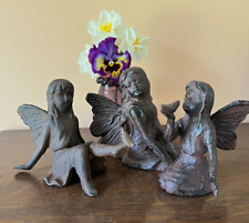 Set of 3 Assorted Cast Iron Fairy Angels Decorative Figurines for Home or Garden picture