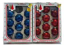 Kmart VTG 2 1/4” Glass Christmas Tree Ornaments (19) Blue & Red w/Boxes picture