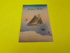 All Good Wishes ~ Sailing Ship, Seagulls -Embossed  Unposted Antique Postcard picture