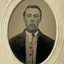 Antique Tintype Photograph Very Handsome Charming Young Man Clean Shaven picture