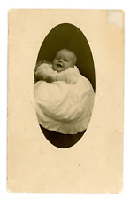 Antique RPPC Baby Christening Dress Oval Azo 1904-1918 picture