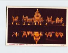 Postcard Night Lights Parliament Buildings Victoria British Columbia Canada picture