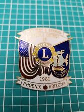 Vtg 1981 Lions International NY And Bermuda Phoenix AZ Gold Tone Lapel Pin picture