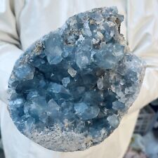 10LB Natural Beautiful Blue Celestite Crystal Geode Cave Mineral Specimen picture