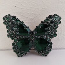 Laurel Design Bejeweled Emerald Green Rhinestone Butterfly Trinket Jewelry Box picture