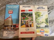 3 Vintage Road Travel Gas Station Folding U.S. Maps 1970's (?) Gulf, Enco, 66 picture