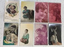 Lot of 8 Postcards Photo Amour Child Woman Romantic SENTIMENTAL VTG 1900’s picture