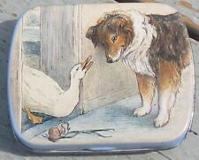 Vintage Hunkydory Designs 1989 Tin Trinket Box Container Collie Dog Goose picture