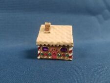 Monet Enamel & Rhinestone Miniature Gingerbread House Trinket Box EUC picture