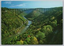 Bridge~Fayette Co WV~River Gorge Steel Arch Bridge~Rte 19~Continental Postcard picture
