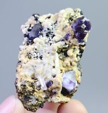 Natural Clear Blue Cube Fluorite & Pyrrhotite Crysal Cluster Mineral Specimen picture
