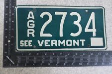 1969 69 VERMONT VT AGRICULTURE AGR FARM FARMER TRUCK LICENSE PLATE TAG # 2734 picture