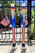 Vintage Blow Mold Uncle Sam’s Patriotic American Flags Union Pair picture